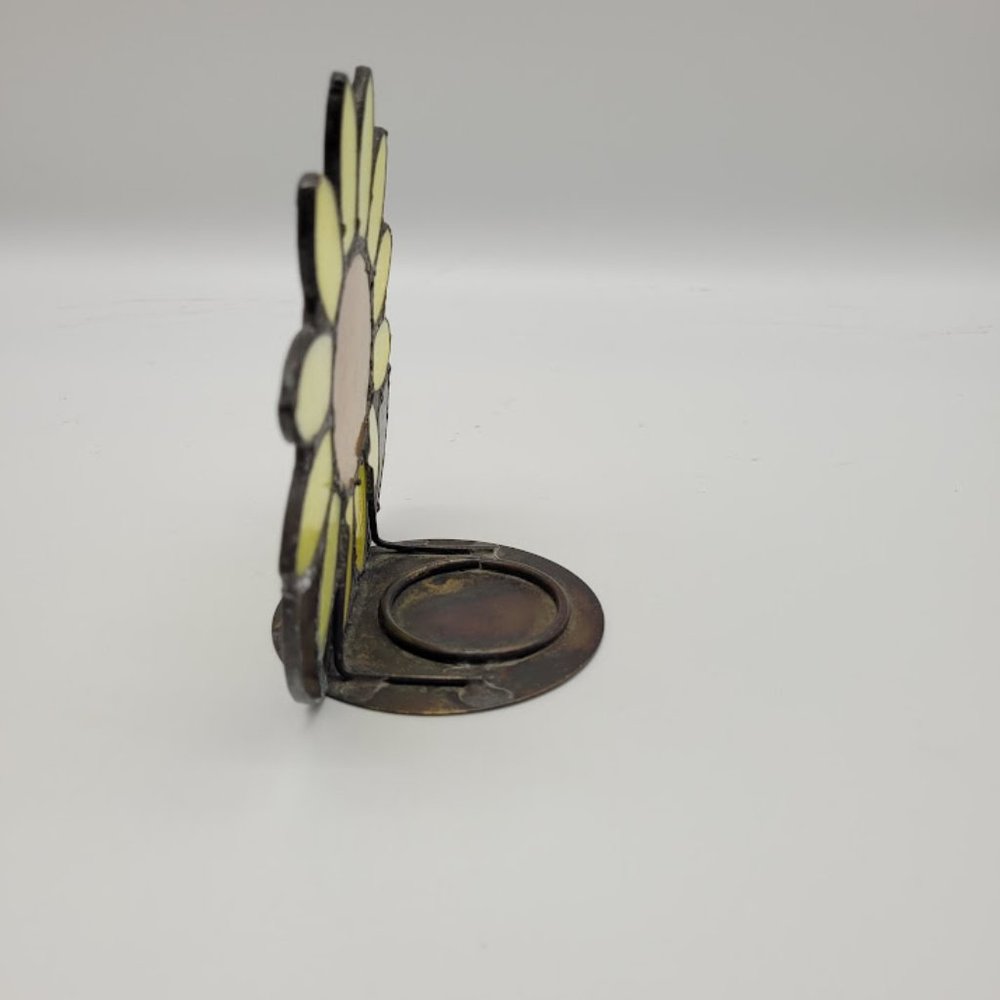 Sunflower Sunshine Art Stained Glass Candle Holder Boho Farmhouse Cottagecore - Picture 9 of 10